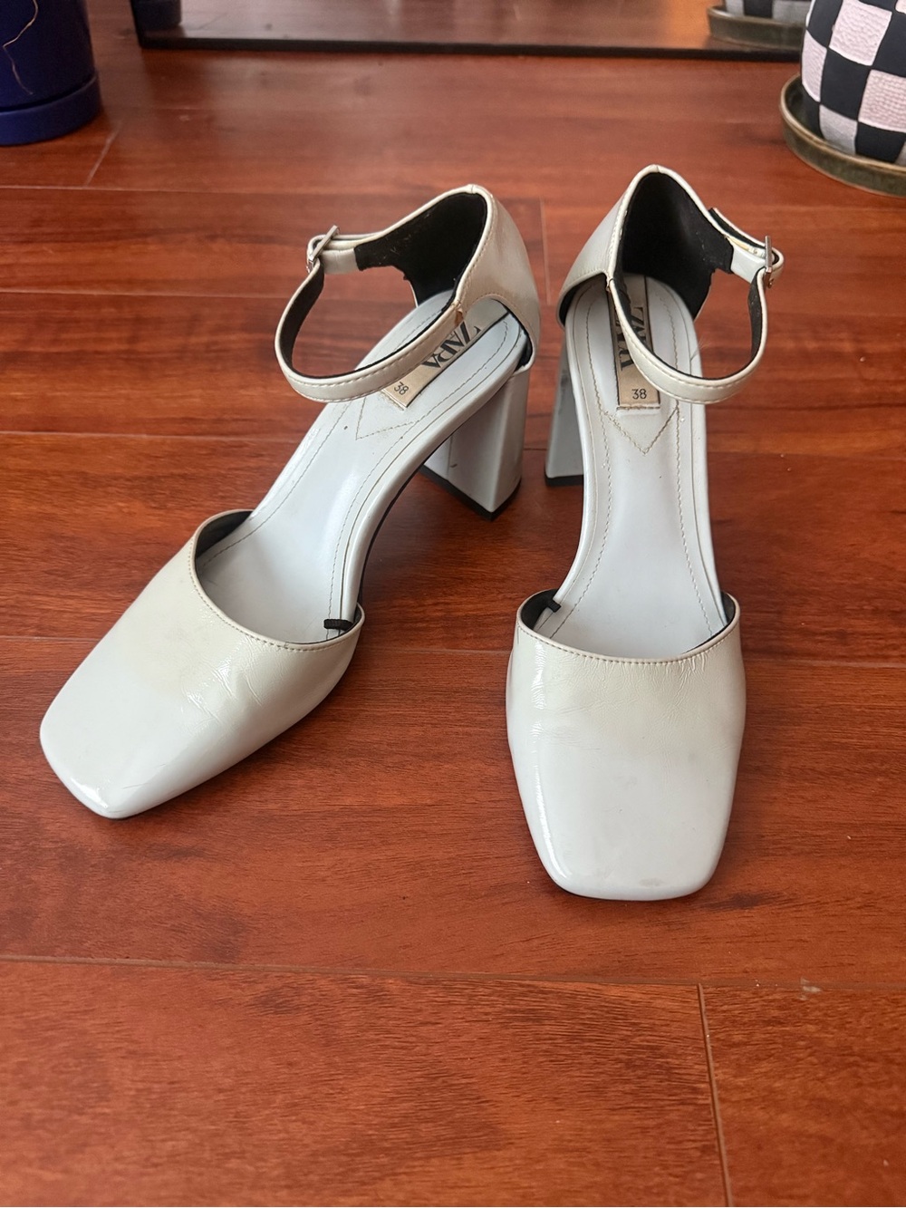 Zara Square Toe Block Heels